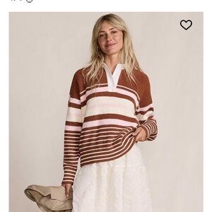 NWOT Lands' End Women's Drifter Rugby with Woven Collar Sweater